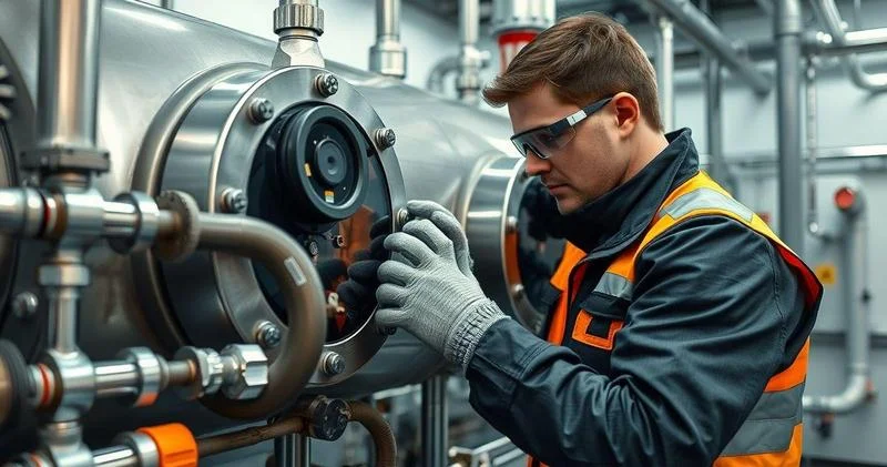Manutenção de tubo de caldeira a gas